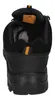 The back view of a black work boot with yellow accents. Produktbild-Vorschau