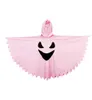 Kinder Geisterkostüm Pink mit Kapuze – Halloween Poncho für Produktbild-Vorschau 5