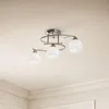 Lindby Deckenlampe Svean, 3fl, nickel/weiß, Glas, Länge Produktbild-Vorschau 2