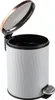 A white pedal bin with a copper lid and silver pedal, shown from a diagonal angle with the lid open. Produktbild-Vorschau