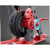 Close-up of a red and gray construction toy with a black tire. Voir les images du produit