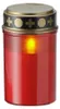 LED Grablicht - Grabkerze - gelb flackernde Flamme - H. 12,5cm - für Außen - rot mit Deckel Produktbild-Vorschau