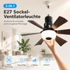 Wentylator sufitowy LED 52 cm z oświetleniem E27 RGB, Podgląd zdjęcia produktu 2