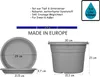 Product dimensions and features of a gray planter and saucer set. Produktbild-Vorschau