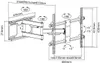 A technical drawing of a TV wall mount with dimensions and angles indicated. Produktbild-Vorschau