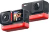 Two Insta360 ONE RS cameras are shown against a white background. One camera is in the foreground, displaying a woman on its screen. The other camera is in the background. Náhled obrázku produktu