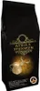 A black coffee bag with gold lettering and an illustration of a coffee pot and a world map. Produktbild-Vorschau