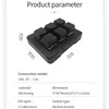 A product parameter image showing a small mechanical keyboard with dimensions indicated. Produktbild-Vorschau