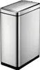 A stainless steel trash can with a dual lid. Produktbild-Vorschau