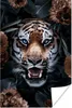 MuchoWow® Poster Porträt - Tiger - Blumen 40x60 cm - Produktbild-Vorschau 1