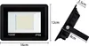 A product shot of an LED floodlight with dimensions and specifications shown. Produktbild-Vorschau