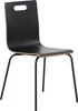 A black conference chair with a laminated plywood seat and backrest, and a powder-coated metal frame, shown against a white background. Produktbild-Vorschau