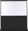 A front view of a projector screen with a white projection surface and a black base. Voir les images du produit