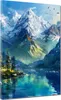 Berglandschaft mit See modern farbenfroh Leinwandbild Produktbild-Vorschau 1