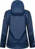 The back view of a dark blue hooded jacket. Produktbild-Vorschau