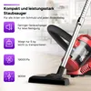 A red vacuum cleaner is shown with various feature callouts. Produktbild-Vorschau