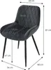 A diagram showing the dimensions of an anthracite velvet dining chair with black metal legs. Náhľad obrázku produktu