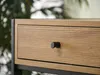 Close-up of a wooden drawer with a black handle, part of a desk. Podgląd zdjęcia produktu
