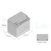 A diagram of a car battery with dimensions and a smaller diagram showing terminal placement. Produktbild-Vorschau