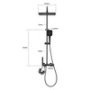 A diagram of a shower system with dimensions. Podgląd zdjęcia produktu