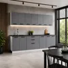 ULWEHOME Küchenzeile 260 cm Anthrazit, Küchenmöbel-Set Produktbild-Vorschau 1