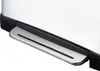 A close-up view of the bottom section of a white recycling bin, showing a silver foot pedal with a black accent line. Voir les images du produit