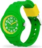 A close-up studio shot of a green Ice-Watch with a yellow strap holder. Produktbild-Vorschau