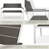 A collage of images showcasing a garden bench from different angles and close-ups of its features. Produktbild-Vorschau