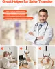 A doctor is shown with a stethoscope, and three images demonstrate the use of a bed assist rail for elderly or bedridden individuals. Náhled obrázku produktu