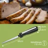 A sliced roast and an electric knife with dimensions and cable length indicated. Produktbild-Vorschau