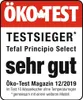 This image is a promotional badge from Öko-Test for a Tefal electric kettle. Produktbild-Vorschau