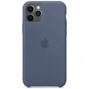 A dark blue iPhone 11 Pro silicone case is shown from the back against a white background. Produktbild-Vorschau