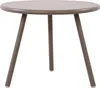 A taupe outdoor side table with three legs on a white background. Podgląd zdjęcia produktu