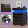 Intelligenter LED Nachttisch mit Ladestation,Schwarz Front Produktbild-Vorschau 3