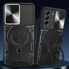 Two black phone cases are displayed diagonally against a dark blue and gray gradient background. Produktbild-Vorschau