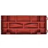 The underside of a red plastic garden edging product with a brick pattern. Produktbild-Vorschau