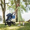 A woman pushing a stroller in a park. Produktbild-Vorschau