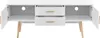 A white TV stand with two open cabinet doors and two drawers, supported by wooden legs. Anteprima dell’immagine prodotto