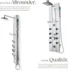 A marketing image showing two views of a shower panel system. Produktbild-Vorschau