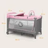 A baby travel cot with dimensions indicated by measurement lines and text. Anteprima dell’immagine prodotto