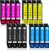 A collection of printer ink cartridges arranged in rows. Produktbild-Vorschau