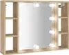 vidaXL Zrkadlová skrinka s LED Sonoma Oak 76x15x55 cm Náhľad obrázku produktu 1