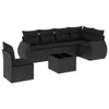 Design 7-tlg. Garten-Sofagarnitur mit Kissen Schwarz Poly Produktbild-Vorschau 2