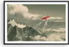 Gerahmtes Poster - Schwarzer Rahmen - Rot Flugzeug Berge - Produktbild-Vorschau 1