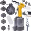 A pneumatic riveting tool and its accessories are displayed against a white background. Produktbild-Vorschau