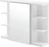 A white bathroom wall cabinet with a mirrored door and open shelves. Produktbild-Vorschau