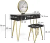 Schminktisch Vicco Ruby Schwarz 100 cm mit LED-Spiegel und Produktbild-Vorschau 7