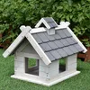 Vogelvilla in Grau Weiß aus Holz Vogelfutterhaus Vogelhaus Produktbild-Vorschau 6