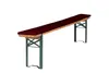 A long, upholstered bench with green metal legs, shown against a white background. Produktbild-Vorschau