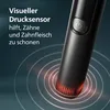Close-up of a black electric toothbrush handle with text overlay and visual representation of a pressure sensor. Anteprima dell’immagine prodotto